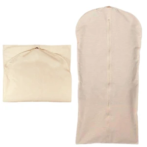 Wholesale High Quality Custom Logo Natural Cotton Eco Friendly Foldable Zip Lock Dustproof Hanging Suit Cover Muslin Garment Bag