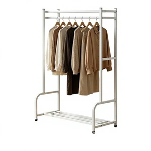 Floor-standing Metal Non-Folding Heavy-Duty Clothes Rack with Thickened Design for Home Coat & Hat Storage in Bedrooms Balconies