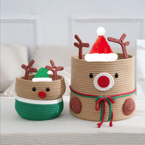 Christmas Decorations 2025 Large Capacity Clothes Cotton Rope Basket Christmas Ball Organizer