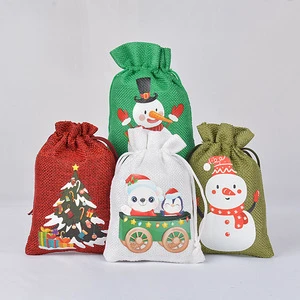 Manufacturers' Linen Woven Drawstring Gift Bags 10x14cm Customizable Candy Storage Bags for Holidays Christmas Holiday Supplies