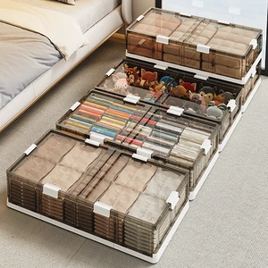 Modern Factory Price Plastic Foldable Storage Box Under Bed Large Capacity Bedroom Clothing Organizer Contain Under Bed