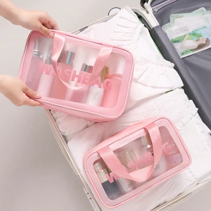 Large Capacity Travel Toiletry Bag Dry/Wet Separation Waterproof PVC+PU Material Multi-Compartment Makeup Organizer Portable