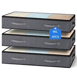 Heavy Duty 90L Under Bed Storage Container with Clear PVC Top Sturdy Handles for Home Organization