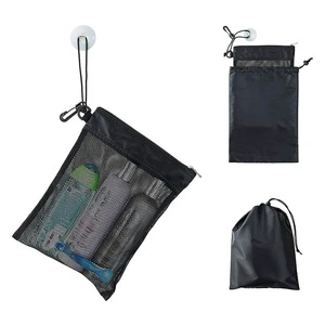 Nylon Mesh Toiletries Storage Bag-Compact & Lightweight Drawstring Bag for Bathroom Shower Use