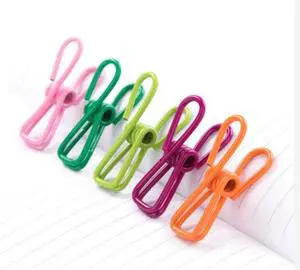10-Pack Colorful PVC Coated Steel Multi-purpose Clothesline Windproof Clothespin Wire Clips Clothes Pins