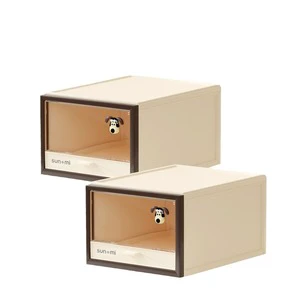 Modern Stylish Cream-Colored Transparent Plastic Single-Tier Durable Multifunction Shoe Storage Box Living Room