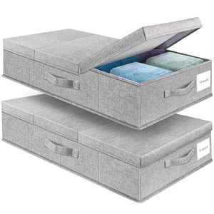 Large Under Bed Storage Organizer Box With Handle Foldable Sturdy Underbed Storage Containers Bin With Lids Storage Box