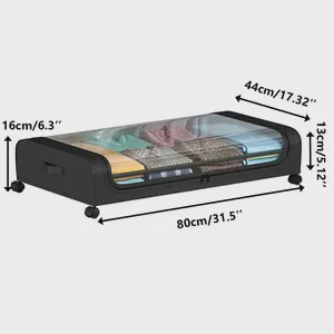 Large Capacity Underbed Storage Box with Wheel Dustproof Clothes Quilt Under Bed Storage Box Organize Case Spacesaving Organizer