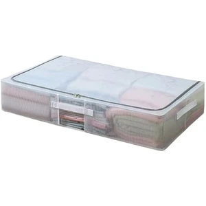 WeavWin Wholesale Large Transparent PVC Aluminum Quilt Storage Box Zipper Flat Waterproof Moisture-Proof Underbed Storage Bin