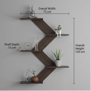 Wall Mounted Wooden Shelf Minimalist Design Five Tier Storage Rack for Living Room