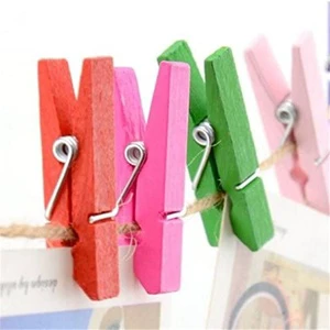 Mini Colored 35mm Wooden Craft Clothespins Small Clips for Photos Pictures Crafts Wood Clothing Closepins Decorative