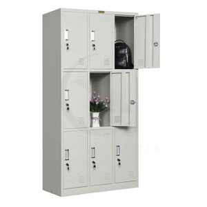 Hot Sale 9-Door Steel Locker Cabinet with Key Lock for School Gym or Changing Room Metal Storage Locker
