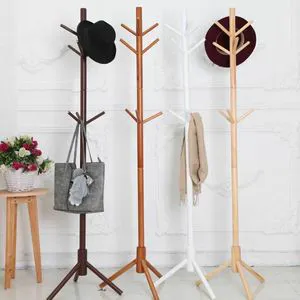Solid Wood Coat Rack Simple Modern Hanger Floor Simple Clothes Rack Bedroom Organizer Living Room Storage Rack