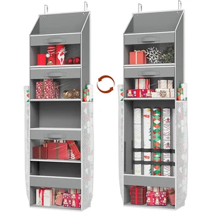 Christmas 5-Layer Wall-Mounted Hanging Organizer Bag Classic Durable Fabric Multifunction Storage