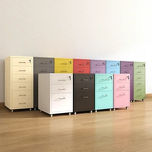 Modern Home Bedroom Living Room Colorful Steel Drawer Chest Storage Cabinet with Wheels Strong Load-Bearing Capacity