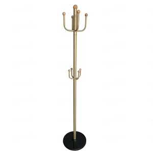 Modern Metal Single-Pole Coat Rack with Adjustable Height 8 Hooks Freestanding Design for Hotel Home Office Living Room Storage