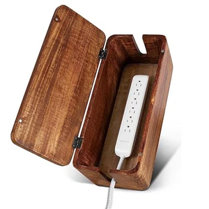 Cord Organizer Cable Management Box for Cord Hider and Cord Management Wooden Wire Decoration Storage Box