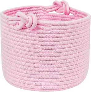 Woven Rope Storage Snack Storage Area Decorative Storage Baskets for Organizing,Cute White Storage Basket,Round