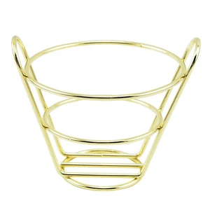 Factory Supply Metal Black Chrome Gold Food Basket Wire Metal Eco-Friendly Food Grade Rose Gold
