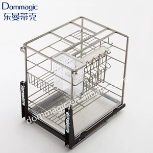 Dommagic Modern Design 200mm-500mm Three Layers Pull Eco-Friendly Drawer Organizer Easy Installation Kitchen Cabinet Seasoning