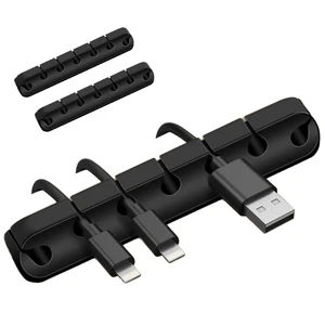 Hot Sale 5-Pack Foldable Silicone Cable Organizer Clips for USB Cable Management in Kitchen & Bathroom Office Storage