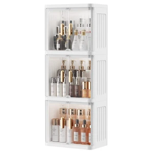 High-End Dustproof Desktop Makeup Organizer Large Capacity Cosmetic Storage Box Aluminum Rectangle Shape Plastic Makeup Case
