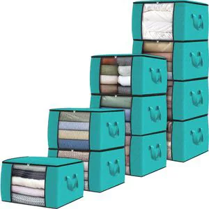 Clothes Storage ,Foldable Thick Fabric Blanket Storage Bags, Storage Container for Organizing Bedroom Closet