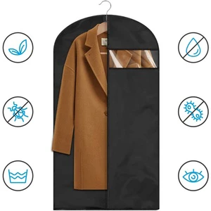 Durable Reusable Customized Waterproof Non-woven Fabric Dust Suit Gown Garment Clothes Dress Cover for Hanging Clothes