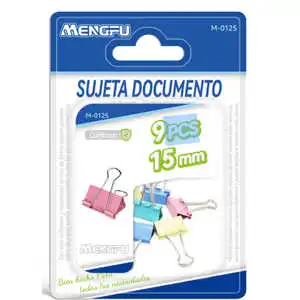 Mengfu M-0125 Colored 15mm Office and School Binder Clips 9pcs with Magnet & Plastic PP Material Made in China