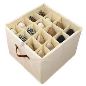 16 Grid Fabric Storage Box Shoes Storage Box with Lid with Sturdy Handle