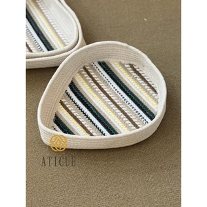 Pack of 2 Handwoven Cotton Braided Decorative Storage Baskets Tear Shape (9x3x11 & 11x3x13)
