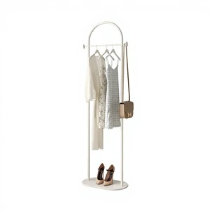 Light Luxury Metal Home Coat Rack Floor-Standing Bedroom Clothes Storage Shelf Entryway Space-Saving Rack