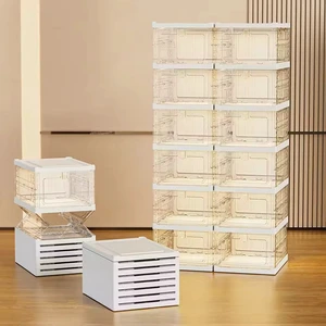 Clear Foldable Plastic PP Sneaker Folding Plastic Shoebox Shoe Stackable Storage Box for Men Woman