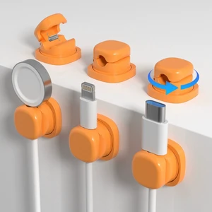 Plastic Durable Office Accessories Desk Organizers Charging Cable Organizer Storage Holder 360 Rotatable Spring Cord Organizer