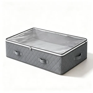 Under Bed Foldable Storage Bag 4 Handles Clear Window Dustproof Quilt Clothes Organizer Bin For Closet Space Saving
