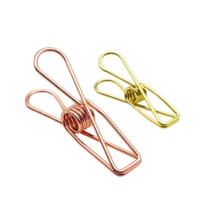 Multipurpose Gold Color Photo Clips Steel Wire Clothes Hanging Pegs Binder Paper Clips Food Bag Seal Clips JNT Brand Model