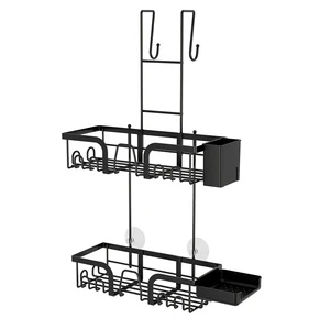 Hanging Bathroom Shower Caddy Organizer Rack Self Draining Over The Door Shower Basket Shelf With Soap Holder