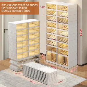 Simple Rectangle Plastic Injection Outdoor Stackable Shoe Organizer Rack Multi-Layer Foldable Cabinet Space Saving