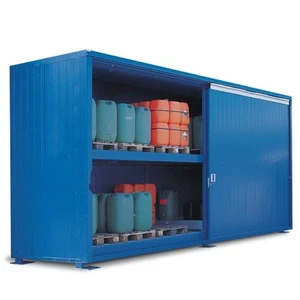 Outdoor Mobile Explosion Proof Cabinet Steel Blue Powder Coated Manual Lock Storage For Hazardous Waste Chemicals