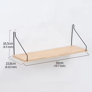Nordic Style Wooden Wall Mount Storage Rack Simple Iron Wood Wall Holder Rack Movable Storage Wood Rack System