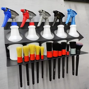 Black Powder Coated Spray Tool Storage Organization Rack Stable All-Purpose Wall Mount Metal Spray Bottle Rack