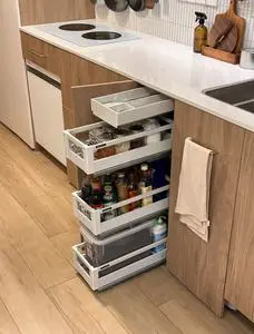 Custom Modern Eco-Friendly Kitchen Cabinet Storage Organizer Multi-Function Pull-Out Basket Drawer Divider Utensils Spices