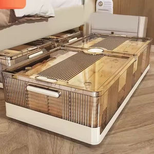 Large Foldable Flexible Under-Bed Organizer Flexible Plastic Storage Box Wheels Bedroom Storage Clothing Bedding Storage