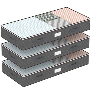 ODM Large Capacity Foldable Lids 3&6 Pack Underbed Bins Containers Clothes Bedding Storage Bags Organizer Clear Windows