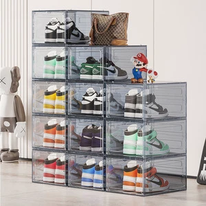 Hot Sale Foldable Transparent Shoe Organizer Dustproof Stackable Plastic Shoe Box For Home And Sneaker Storage