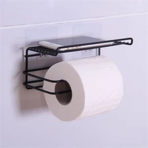 Wall-mounted Zinc Alloy Bathroom Finishing Rack Creative Tissue Rack Roll Paper Rack Mobile Phone Rack Hook Self-Adhesive Modern