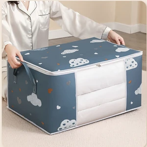 New 50/75L Customizable Quilt Storage Bag Non-woven Clothes Quilt Organizer Bag Large Capacity Foldable Clothing Storage Box