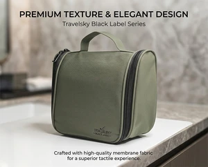 Travelsky Custom Premium Texture Toiletry Bag with Full-size Storage Capacity, Wide Opening Travel Organizer Bag