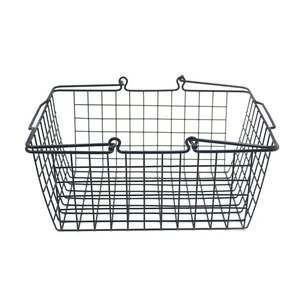Folding Wire Basket with Steel and Black Iron Handle Eco-Friendly EGO Brand for Kitchen Storage and Clothing Use