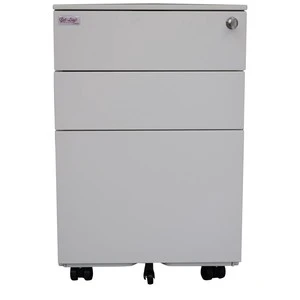 Adult White Powder-Coated Metal Square Rolling File Cabinet with 3 Lockable Drawers 80kg Load Capacity 39.39cm X 60.60cm